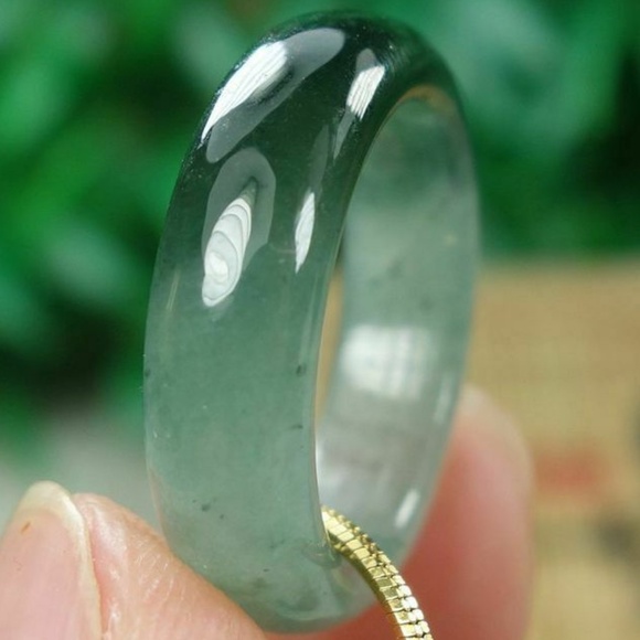 Certified Icy Green 100% Natural A jadeite jade Ring 戒指 USA.6.9# - Picture 1 of 12